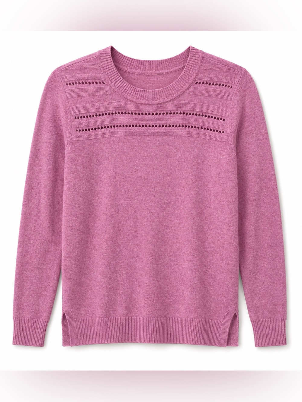 LOFT Pink Wool Blend Pointelle Crewneck Sweater Women’s Small